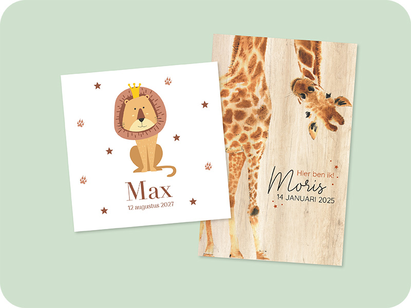 Geboortekaartjes met dieren