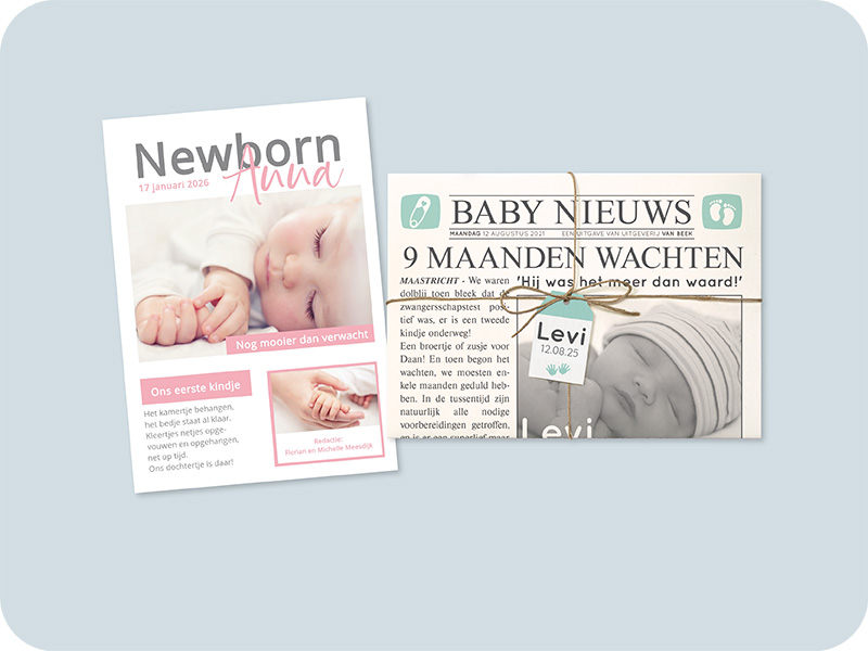 Geboortekaartjes krant tijdschrift glossy