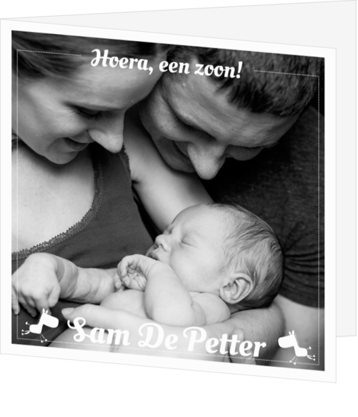 Geboortekaartjes met eigen foto - geboortekaartje Hoera een zoon! 114018BA