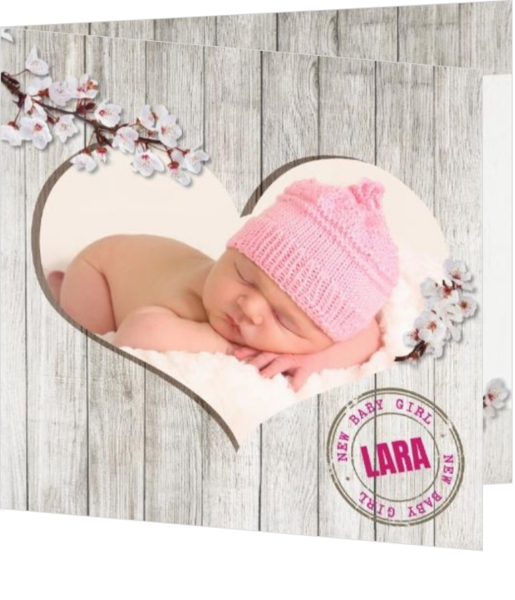 Belarto geboortekaartjes designs - geboortekaartje Roze hartenbloesem 114123BA