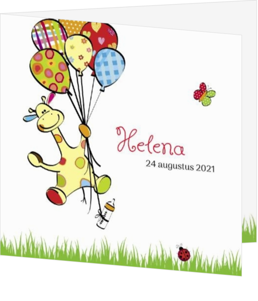 Belarto geboortekaartjes designs - geboortekaartje Giraffe met ballonnen 114128BA