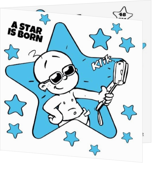 Maan / Sterren geboortekaartjes ontwerpen - geboortekaartje A star is born 117010