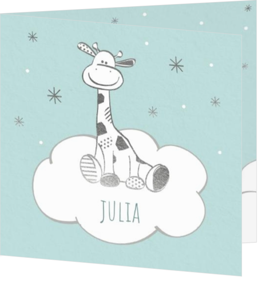 Wolken / Zon collectie geboortekaartjes - geboortekaartje Girafje op een wolk 317040B