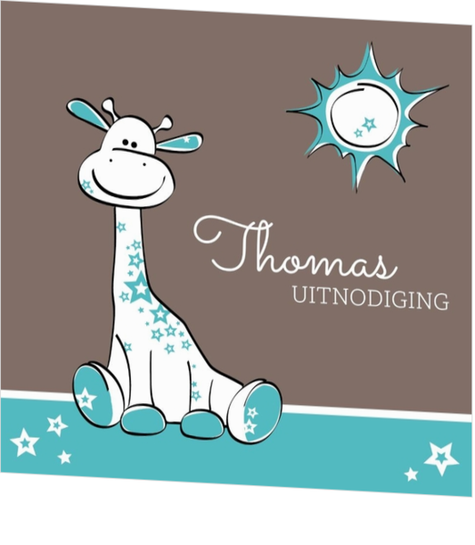 Babyborrel kaartjes & Kraamfeest uitnodigingen - geboortekaartje Turquoise giraffe 11409810