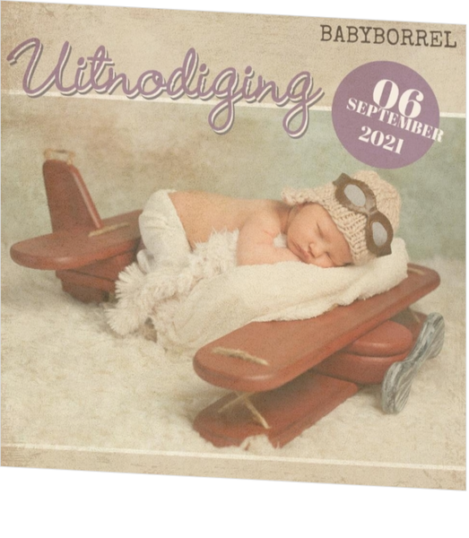Babyborrel kaartjes & Kraamfeest uitnodigingen - geboortekaartje Babyborrelkaartje - Vintage 11419310
