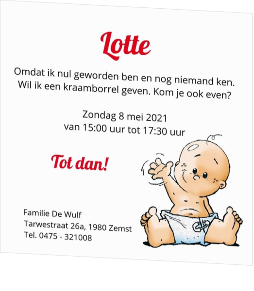 Babyborrel kaartjes & Kraamfeest uitnodigingen - geboortekaartje Zwaaiende baby 11431110