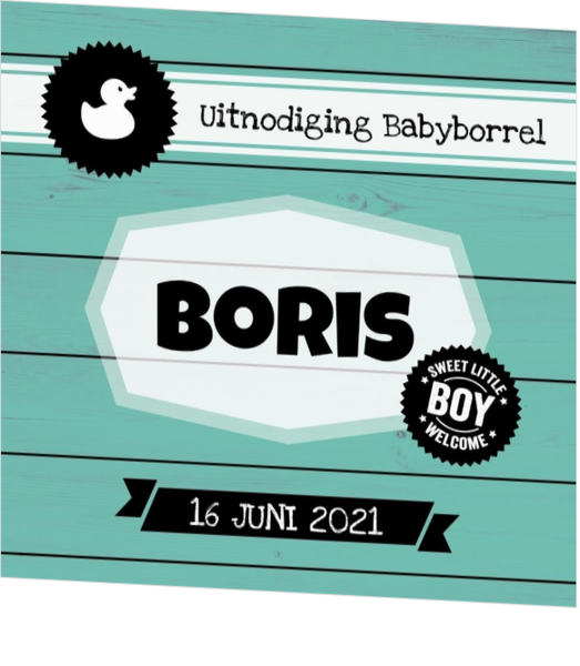 Babyborrel kaartjes & Kraamfeest uitnodigingen - geboortekaartje Groen steigerhout 11454010