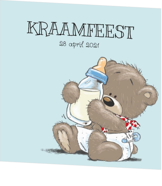 Babyborrel kaartjes & Kraamfeest uitnodigingen - geboortekaartje Schattige jongensbeer met fles 11701410