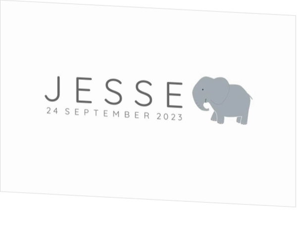 Geboortekaartje Jesse - Grijs Olifantje