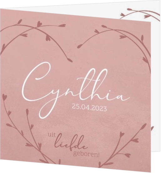 Geboortekaartje Cynthia - Takjes