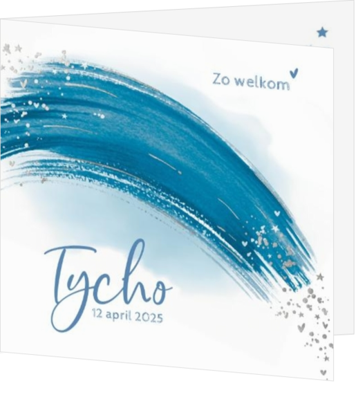 Geboortekaartje Tycho - Blauwe regenboog