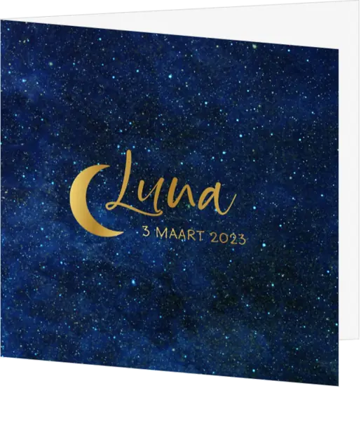Geboortekaartje Luna - Maan en sterrenhemel