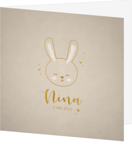 Geboortekaartje Nina - Gouden konijntje