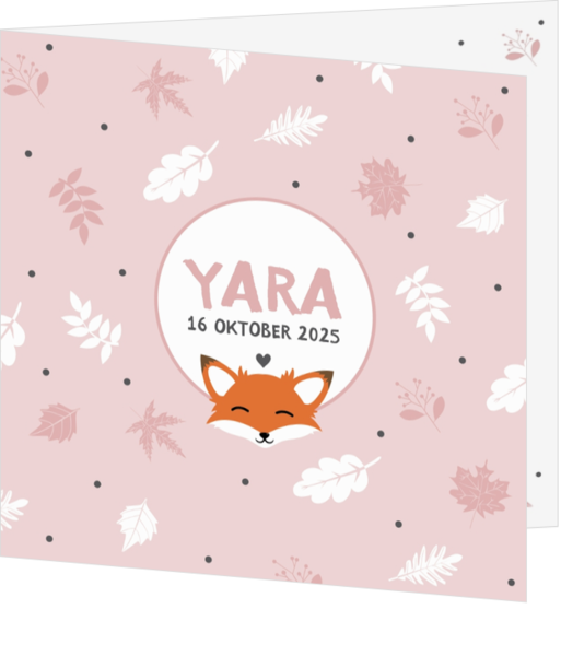 Geboortekaartje Yara - Vosje met blaadjes