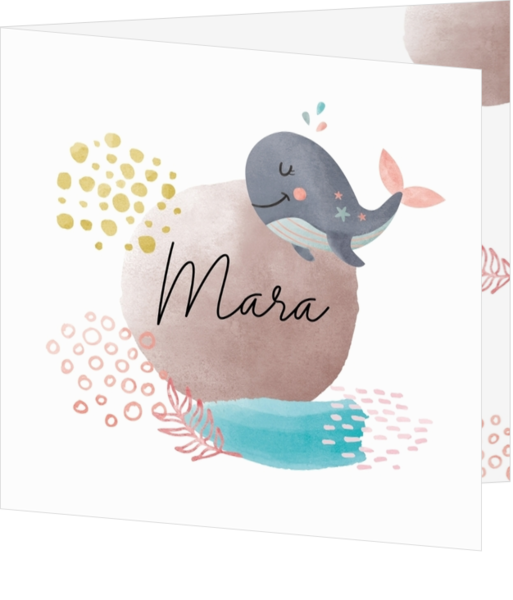 Geboortekaartje Mara - Trotse baby walvis