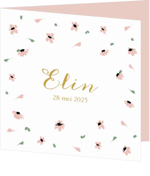 Geboortekaartje Elin - Lieve bloemetjes