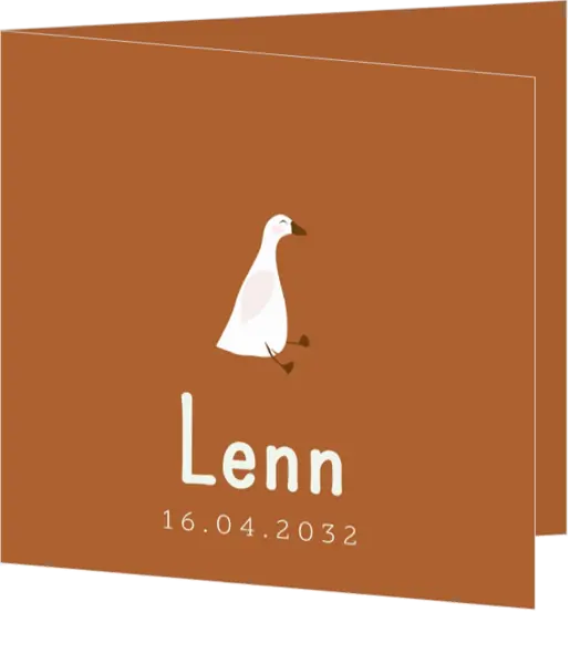 Lief geboortekaartje met getekende gans warm en minimalistisch ontwerp