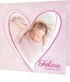Happy Baby - geboortekaartje Roze hart 114016BA