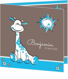 Geboortekaartjes dieren - geboortekaartje Blauwe giraffe 114099BA