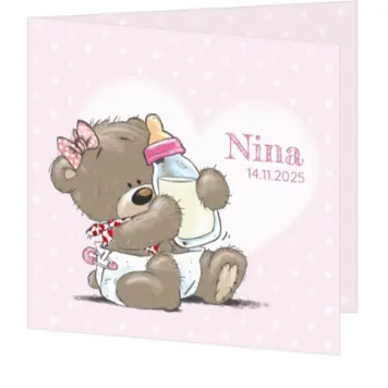 Nina - Schattige meisjesbeer met fles 