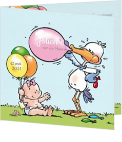 Grappige humor en cartoon ontwerpen - geboortekaartje Gekleurde ballonnen 117031