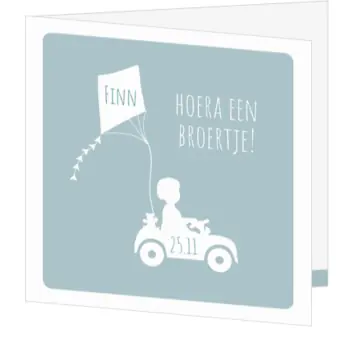 Finn - Jongen in auto met vlieger