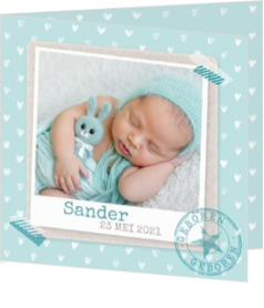 Happy Baby - geboortekaartje Polaroid met hartjes patroon 317037B