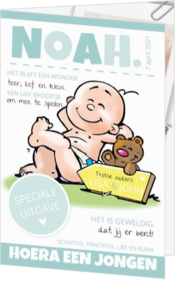 Grappige humor en cartoon ontwerpen - geboortekaartje Baby Magazine Boy 118003