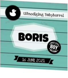 Babyborrel kaartjes & Kraamfeest uitnodigingen - geboortekaartje Groen steigerhout 11454010