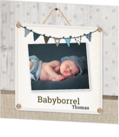Babyborrel kaartjes & Kraamfeest uitnodigingen - geboortekaartje Schilderij met slinger 11700410