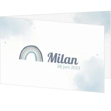 Geboortekaartje Milan - Blauw regenboogje