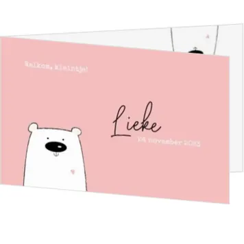 Geboortekaartje Lieke - Beertje met hartje