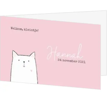 Geboortekaart - Kat met hartje