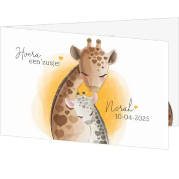 Geboortekaartje - Grote en kleine giraf