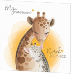 Babyborrelkaartje - Grote en kleine giraf