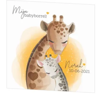 Babyborrelkaartje - Grote en kleine giraf