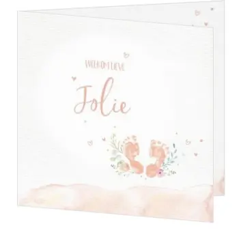 Geboortekaart Jolie - Waterverf voetjes
