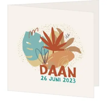Geboortekaart Daan - Abstracte bladeren