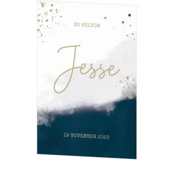 Geboortekaart Jesse - Donkerblauw met spetters