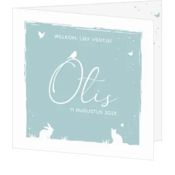 Geboortekaartje Otis - Silhouetten van lieve diertjes