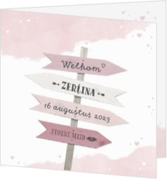 Geboortekaartje Zerlina - Wegwijzers