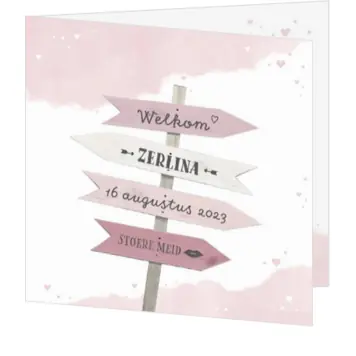 Geboortekaart Zerlina - Wegwijzers