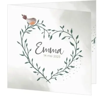 Geboortekaart Emma - Hart van blaadjes