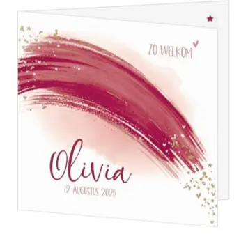Geboortekaartje Olivia - Regenboog bordeauxrood