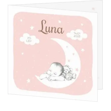 Geboortekaart Luna - Potloodtekening baby