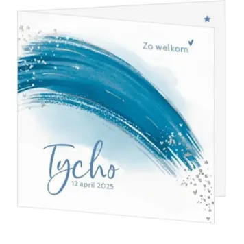 Geboortekaartje Tycho - Blauwe regenboog
