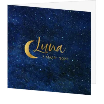 Geboortekaartje Luna - Maan en sterrenhemel