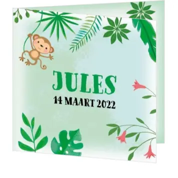 Geboortekaart jungle groen