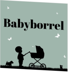 Babyborrel kaartjes & Kraamfeest uitnodigingen - geboortekaartje KB647-J