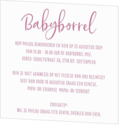 Babyborrel kaartjes & Kraamfeest uitnodigingen - geboortekaartje KB737-M